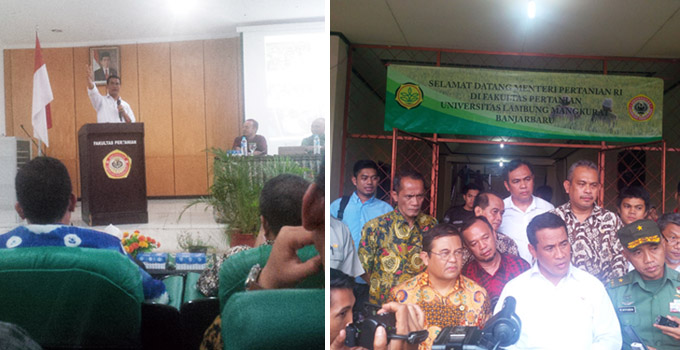 Mahasiswa Pertanian Unlam Banjarmasin Ditantang Mentan Garap Lahan 10.000 Ha